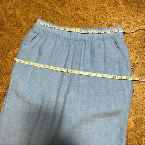 Cynthia Rowley 100% Linen Wide Leg Crop Pants In Light Blue Sz L - Picture 11 of 14